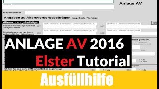 Anlage AV Elster  Elster Tutoria l Steuererklärung selber machen [upl. by Carhart]