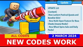 NEW CODES Weapon Fighting Simulator ROBLOX  ALL CODES  MARCH 2 2024 [upl. by Acisset]