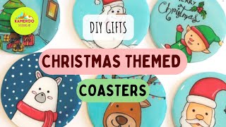 Christmas Themed Coasters 😍 DIY Gift Ideas  Coasters  christmas christmasdiy coasters [upl. by Ak127]