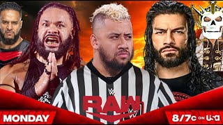 Roman Reigns vs Jacob Fatu and Solo Sikoa as Special Guest Refree  WWE Raw Full Match wwe raw [upl. by Yadsendew156]