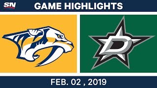 NHL Highlights  Stars vs Predators  Feb 2 2019 [upl. by Nosyaj]