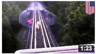 VIDEO FACE À LA MORT Deux femmes courent devant un train et sur un pont … ensuite… [upl. by Llerrehc]