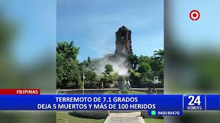 Filipinas terremoto de 71 grados deja 5 muertos y más de 100 heridos [upl. by Nymassej]