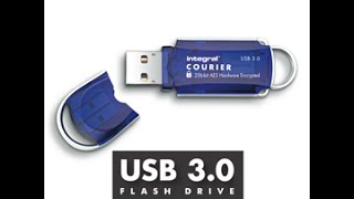 Integral Courier AES 256bit Hardware Encrypted USB 30 Flash Drive FIPS 197 validated [upl. by Wystand546]