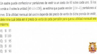 SAN MARCOS 2019 I SOLUCIONARIO DEL EXAMEN DE ADMISIÓN A LA UNIVERSIDAD DECO MÁXIMOS Y MÍNIMOS [upl. by Pepillo]