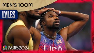 Noah Lyles pulls off UNBELIEVABLE 100m win by tightest of margins  Paris Olympics  NBC Sports [upl. by Morry982]