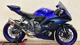 Yamaha YzfR7 2021 Exhaust sound Akrapovic cloning slip on [upl. by Mw508]