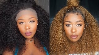 Step by Step Black to Blonde Kinky Curl 360 wig ft Omgherhaircom [upl. by Francoise]