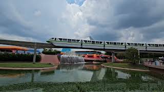 BEST MONORAIL CLIP  Green Disney World Monorail Rides Through Epcot Passing Figment Ride [upl. by Airahcaz280]