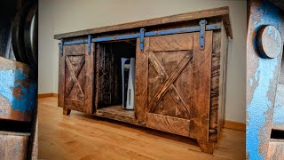 Ultimate DIY Rustic Decay furniture  Farmhouse TVstand with Sliding Barn Doors [upl. by Goto]