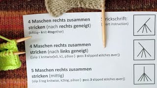 kleineKumpels Strickschriften quot 4 oder 5 Maschen rechts zusammen strickenquot  quotk4tog sKtogPssoquot [upl. by Oringas]