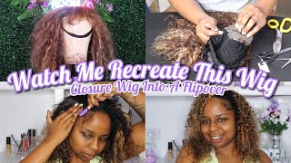 RECREATE THIS WIG WITH ME CLOSURE WIG INTO A FLIPOVER WIG [upl. by Ahsinuq]