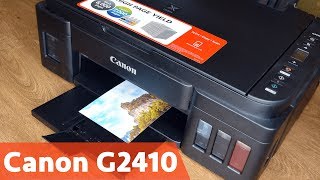 Обзор Canon PIXMA G2410  Заправка подключение и тестирование МФУ [upl. by Leva]