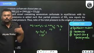 Ammonium carbamate dissociates as NH2COONH4 s 2NH3 gCO2 g In a clos [upl. by Pell294]