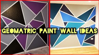 New Geometric wall painting ideas  Geometric design with paint  Geometric Texture Design [upl. by Enerod]