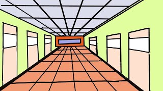 1 point perspective drawing  office corridor [upl. by Siskind307]