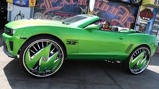 Custom Green Camaro Sits On Massive 32inch Rims [upl. by Gnas]