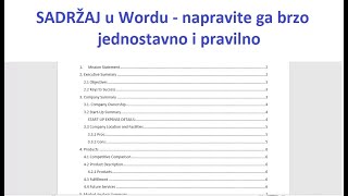 Sadržaj u wordu  napravite ga lako brzo i pravilno [upl. by Bathsheeb830]