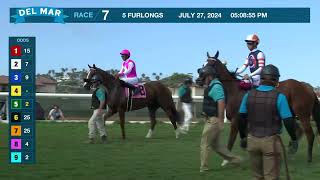 Connie Swingle wins the Daisycutter Handicap race 7 at Del Mar 72724 [upl. by Aleacem]