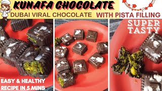 Chocolate घर पर 😃🔴 । Dubai viral kunafa chocolate making at home ✅  5 mins recipe Pista recipe [upl. by Turmel]