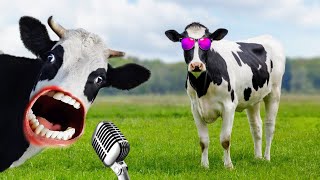 FUNNY COW DANCE 4│Cow Song amp Cow Videos 2024 Official  funny dancing cow  Cow mooing 1 hour gay [upl. by Adnalor]