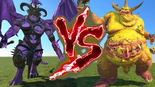 Daemon Prince of Slaanesh VS Exalted Great Unclean OneNurgle Total War Warhammer 3 [upl. by Ysnap]