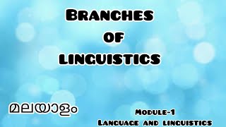 Branches of Linguistics summary in malayalamമലയാളം Module1 Language and Linguistics5th Semester [upl. by Idid8]