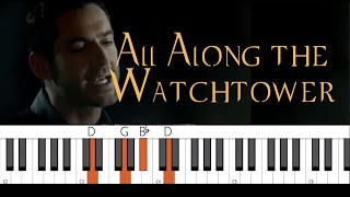 Tom Ellis All Along the Watchtower EASY piano tutorial Lucifer [upl. by Ettenil]