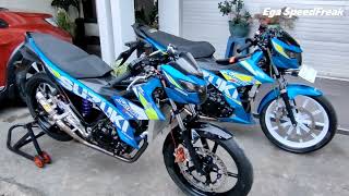 Satria Fu Fi 2016 2017 blue gp adu ganteng  Belang R150 Raider F150 [upl. by Quince]