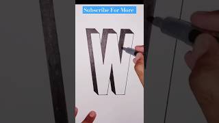 3d Drawing Letter  W 🌹shorts howtodraw easydrawing [upl. by Mellen]