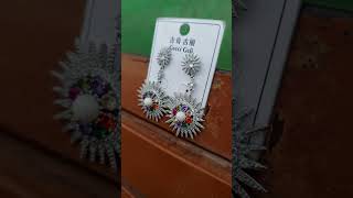 Silver color multi stone earing [upl. by Namad]