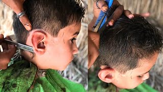 ASMR Barber  Baby Scissor Haircut Tutorial  Village Hair Salon [upl. by Norbie]