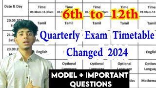 6th 7th 8th 9th Quarterly exam timetable 2024 10th 11th 12th Quarterly exam timetable 2024 TN [upl. by Ahsimrac566]