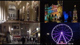 St Jean Fourvière le vieux Lyon et la grande roue la nuit Lyon  Rhône  France [upl. by Ande]