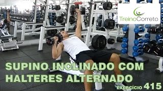 415 SUPINO INCLINADO COM HALTERES ALTERNADO  Treino Correto [upl. by Zakaria]