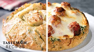 Cheesy Bread Bowls 3 Ways  Tastemade [upl. by Nehtan]