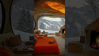 Relax in the winter cave bedroom Fireplace and snow scene to deepsleep aesthetic peacefulsleep [upl. by Suhsoj]