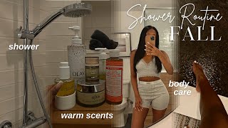 FALL MORNING SHOWER ROUTINE  practicing self care  essential beauty products  feminine hygiene [upl. by Neleag]