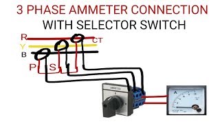 3 PHASE AMMETER CONNECTION WITH SELECTOR SWITCH [upl. by Tatianna608]