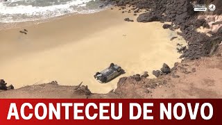 Uma mulher ficou ferida após carro despencar de falésia na praia de Pipa [upl. by Herc758]