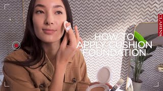 How to apply a cushion foundation  Clarins [upl. by Nohtiek502]