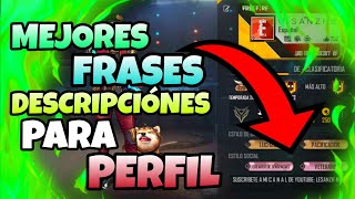 Las MEJORES DESCRIPCIONES para PONER en PERFIL de FREE FIRE  FRASES EPICAS para PONER en el PERFIL [upl. by Parish]