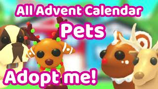 All 6 Advent Calendar Pets in Adopt me [upl. by Lance]