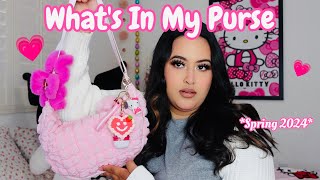 Whats in my Purse 🩵 Spring 2024 🌷  Pink Target Puffer Purse 👜 [upl. by Gardas4]