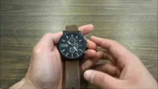 Oozoo C7867 Watch ReviewBlack Case And Black Dial With A Brown Leather Band [upl. by Assirol]