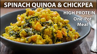 One Pot Spinach CHICKPEA AND QUINOA Recipe  Easy Vegetarian and Vegan Meals  Quinoa recipes [upl. by Fiedling216]