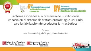 Factores asociados a la presencia de Burkholderia cepacia en el sistema de tratamiento de agua [upl. by Fitting]