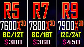 RYZEN 5 7600X3D vs RYZEN 7 7800X3D vs RYZEN 9 7900X3D  PC GAMES TEST [upl. by Eltrym]