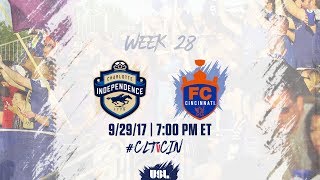 USL LIVE  Charlotte Independence vs FC Cincinnati 92917 [upl. by Harlie]