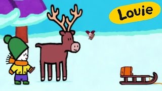 Cartoon for kids  Louie draw me a Reindeer HD  Learn to draw [upl. by Oinafipe]